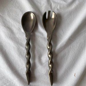 Vintage Pewter Fork & Spoon Servers